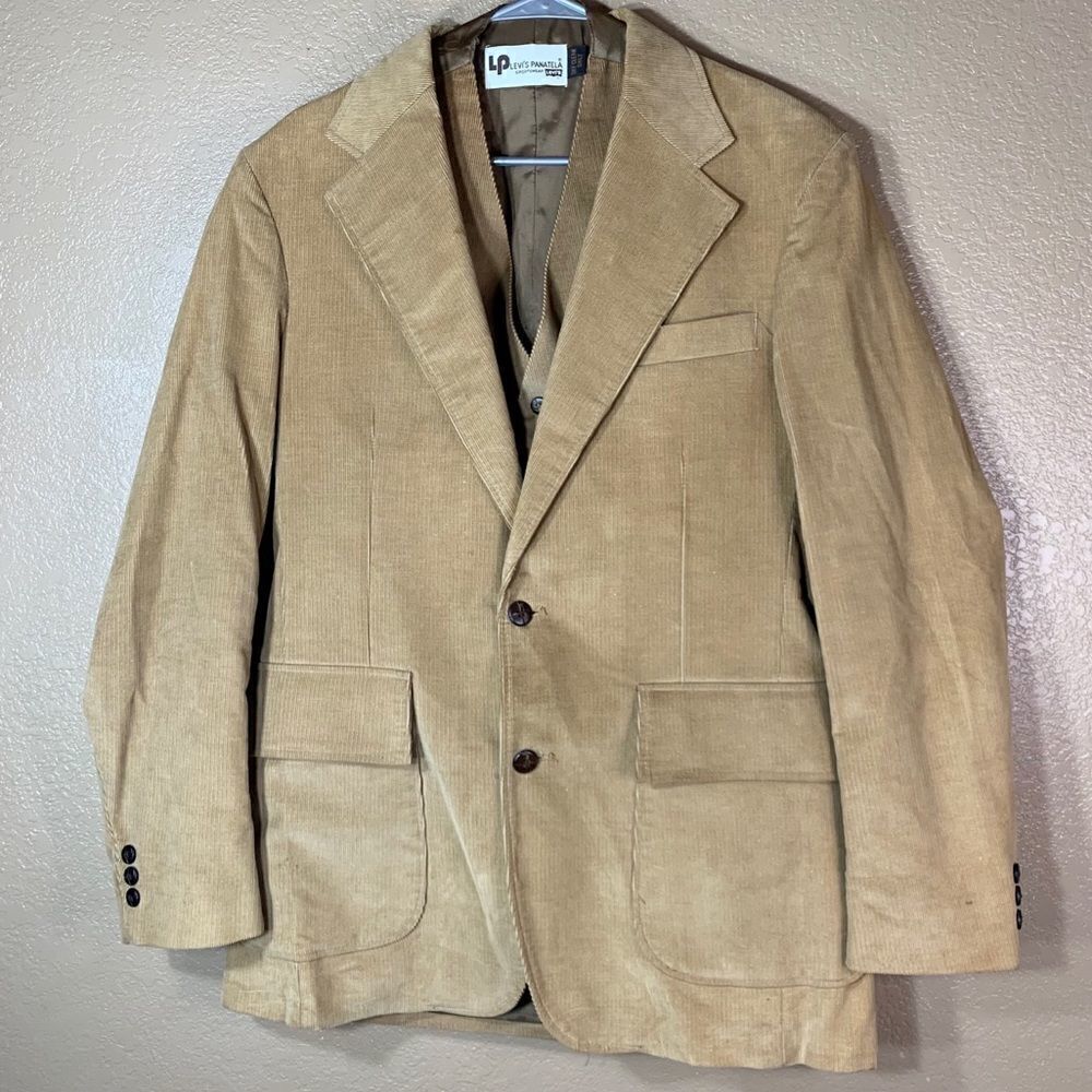 Vintage Levi’s Panatela Tan corduroy Sport‎ Jacket Blazer Coat and matching vest